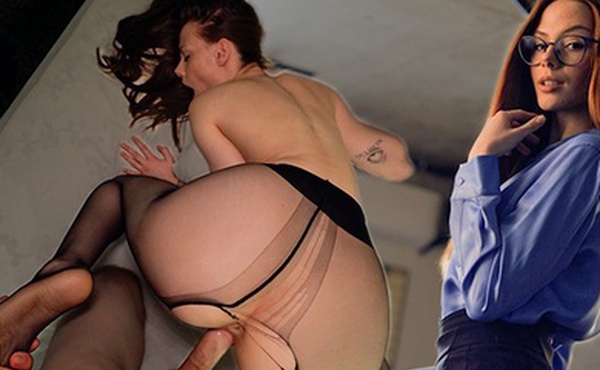 I licked a dozing colleague Shes giving me a footjob! I couldnt resist and cum inside! Tights 8de