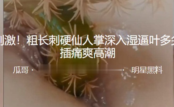 重口刺激粗长刺硬仙人掌深入湿逼叶多尖刺抽插痛爽高潮