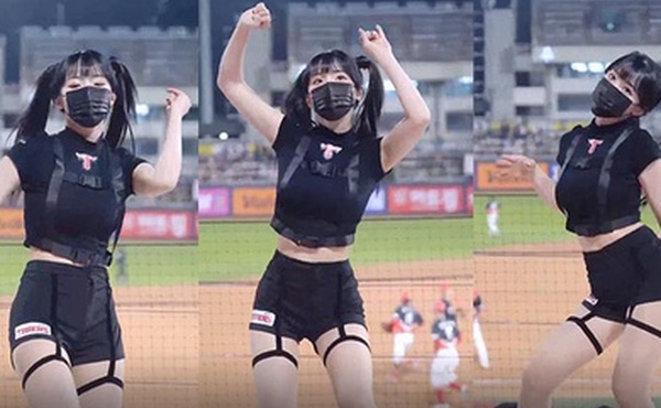 棒球比较妹子在观众位热舞为自己的队伍加油