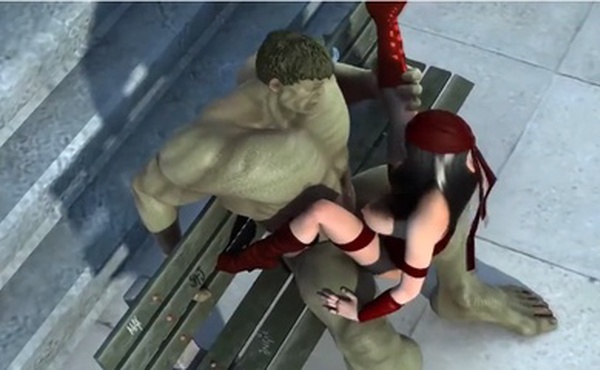 【3D】巨乳莉娜和绿巨人户外篮球场激情中出