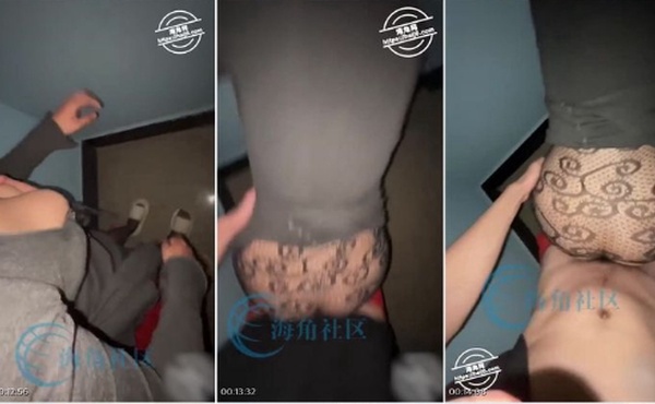 在楼道偷欢不敢叫，老妈憋着喘息，太过刺激轻易就被夹到射